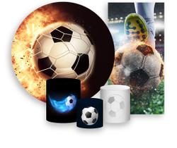 Kit Painel De Festa + Trio Capa Cilindro + Faixa Veste Fácil -Bola de Futebol Pegando Fogo 006