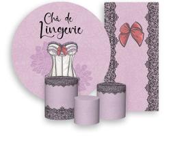 Kit Painel De Festa + Trio Capa Cilindro + Faixa Veste Fácil - Chá Lingerie Corpete Laços 001 Kit Painel De Festa + Trio Capa Cilindro + Faixa Veste Fácil - Chá Lingerie Corpete Laços 001