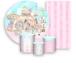 Kit Painel De Festa + Trio Capa Cilindro + Faixa Veste Fácil - Circo Clássico Rosa Suave 022 Kit Painel De Festa + Trio Capa Cilindro + Faixa Veste Fácil - Circo Clássico Rosa Suave 022