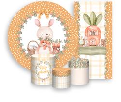 Kit Painel De Festa + Trio Capa Cilindro + Faixa Veste Fácil - Coelho de Páscoa Aquarela Laranja 005 Kit Painel De Festa + Trio Capa Cilindro + Faixa Veste Fácil - Coelho de Páscoa Aquarela Laranja 005