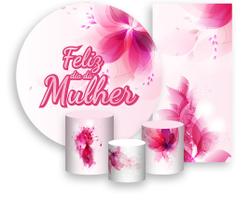 Kit Painel De Festa + Trio Capa Cilindro + Faixa Veste Fácil - Dia das Mulheres Floral Rosa 009 Kit Painel De Festa + Trio Capa Cilindro + Faixa Veste Fácil - Dia das Mulheres Floral Rosa 009