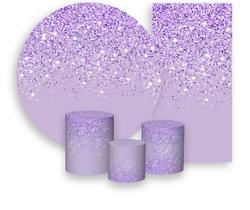 Kit Painel De Festa + Trio Capa Cilindro + Faixa Veste Fácil - Efeito Glitter Lilás Caindo 010 Kit Painel De Festa + Trio Capa Cilindro + Faixa Veste Fácil - Efeito Glitter Lilás Caindo 010