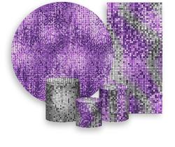 Kit Painel De Festa + Trio Capa Cilindro + Faixa Veste Fácil - Efeito Lantejoulas Roxo 001 Kit Painel De Festa + Trio Capa Cilindro + Faixa Veste Fácil - Efeito Lantejoulas Roxo 001