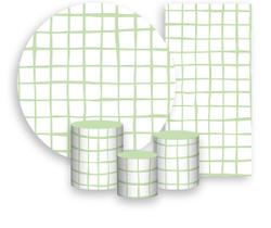 Kit Painel De Festa + Trio Capa Cilindro + Faixa Veste Fácil - Estampa Grid Quadriculado Verde 043