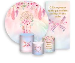 Kit Painel De Festa + Trio Capa Cilindro + Faixa Veste Fácil - Filtro dos Sonhos Aquarela Rosa 008 Kit Painel De Festa + Trio Capa Cilindro + Faixa Veste Fácil - Filtro dos Sonhos Aquarela Rosa 008