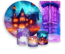 Kit Painel De Festa + Trio Capa Cilindro + Faixa Veste Fácil - Halloween Castelo das Abóboras 007 Kit Painel De Festa + Trio Capa Cilindro + Faixa Veste Fácil - Halloween Castelo das Abóboras 007