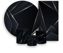 Kit Painel De Festa + Trio Capa Cilindro + Faixa Veste Fácil - Masculino Preto e Dourado 032 Kit Painel De Festa + Trio Capa Cilindro + Faixa Veste Fácil - Masculino Preto e Dourado 032