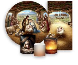 Kit Painel De Festa + Trio Capa Cilindro + Faixa Veste Fácil - Natal Cristão Nascimento de Cristo 013 Kit Painel De Festa + Trio Capa Cilindro + Faixa Veste Fácil - Natal Cristão Nascimento de Cristo 013