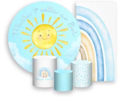 Kit Painel De Festa + Trio Capa Cilindro + Faixa Veste Fácil - Primeira Volta ao Sol Céu Azul 009 Kit Painel De Festa + Trio Capa Cilindro + Faixa Veste Fácil - Primeira Volta ao Sol Céu Azul 009