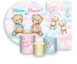 Kit Painel De Festa + Trio Capa Cilindro + Faixa Veste Fácil - Revelação Ursinhos Aquarela Nuvens 002 Kit Painel De Festa + Trio Capa Cilindro + Faixa Veste Fácil - Revelação Ursinhos Aquarela Nuvens 002