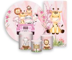 Kit Painel De Festa + Trio Capa Cilindro + Faixa Veste Fácil - Safari Aquarela Cerejeira 014 Kit Painel De Festa + Trio Capa Cilindro + Faixa Veste Fácil - Safari Aquarela Cerejeira 014