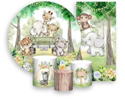 Kit Painel De Festa + Trio Capa Cilindro + Faixa Veste Fácil - Safari Passeio no Jipe 020
