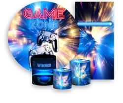 Kit Painel De Festa + Trio Capa Cilindro + Faixa Veste Fácil - Video Game Estrelas 001
