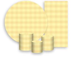 Kit Painel De Festa + Trio Capa Cilindro + Faixa Veste Fácil - Xadrez Amarelo Suave 003 Kit Painel De Festa + Trio Capa Cilindro + Faixa Veste Fácil - Xadrez Amarelo Suave 003