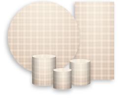 Kit Painel De Festa + Trio Capa Cilindro + Faixa Veste Fácil - Xadrez Degradê Bege 018 Kit Painel De Festa + Trio Capa Cilindro + Faixa Veste Fácil - Xadrez Degradê Bege 018