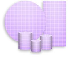 Kit Painel De Festa + Trio Capa Cilindro + Faixa Veste Fácil - Xadrez Degradê Lilás 021 Kit Painel De Festa + Trio Capa Cilindro + Faixa Veste Fácil - Xadrez Degradê Lilás 021