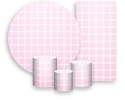 Kit Painel De Festa + Trio Capa Cilindro + Faixa Veste Fácil - Xadrez Degradê Rosa Suave 023 Kit Painel De Festa + Trio Capa Cilindro + Faixa Veste Fácil - Xadrez Degradê Rosa Suave 023