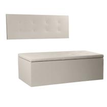 Kit Painel e Calçadeira Baú King 1,95m Berlim Corano Bege - Pallazio