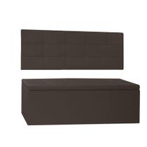 Kit Painel e Calçadeira Baú Solteiro 0,90m Roma Corano Marrom - Pallazio