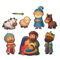 Kit Painel EVA Natalino Noite Feliz Presépio 8 Peças