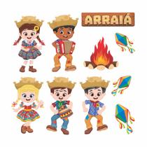 Kit Painel Festa Junina Pequeno Arraiá Colorido EVA 13 Peças