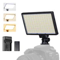 Kit Painel Iluminador LED-416 Slim 30W Bi-Color Video Light com Bateria e Carregador NP-F550 - Somita