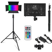 Kit Painel Iluminador LED RGB Bicolor Dimerizável 800 LEDs + Suporte Tripé 2 Meteos Kit Painel Iluminador LED RGB Bicolor Dimerizável 800 LEDs + Suporte Tripé 2 Meteos