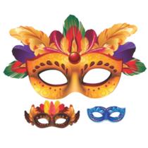 Kit Painel Mascara Ouro 3 Partes Carnaval Festa Decoração Kit Painel Mascara Ouro 3 Partes Carnaval Festa Decoração