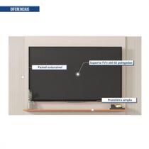 Kit Painel Mondrian com Poltrona Aero material sintético Bege-cinza para Sala Caemmun Móveis Kit Painel Mondrian com Poltrona Aero material sintético Bege-cinza para Sala Caemmun Móveis