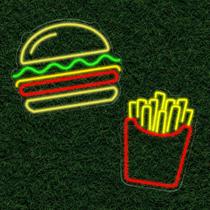 Kit Painel Neon Led Hamburguer + Batata Frita Decoração Restaurante Kit Painel Neon Led Hamburguer + Batata Frita Decoração Restaurante