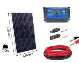 Kit Painel Placa Energia Solar 100w Contro30a Cabo E Mc4 - Resun