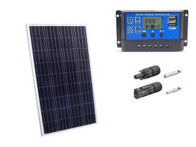 Kit Painel Placa Energia Solar 100w Controlador 20a E Mc4