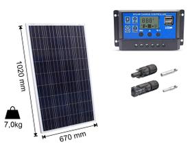 Kit Painel Placa Energia Solar 100w Controlador 30a E Mc4 - Resun