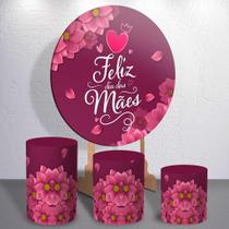 Kit Painel Redondo Dia Das Mães + Trio Cilindro 3d Sublimado
