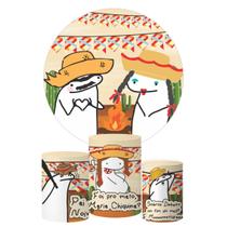 Kit Painel Redondo + Trio Capa Cilindro Bento Cake Arraia