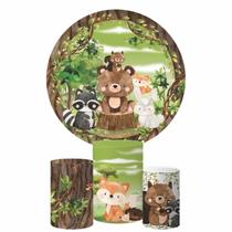 Kit Painel Redondo + Trio Capa Cilindro Bosque Encantado Kit Painel Redondo + Trio Capa Cilindro Bosque Encantado