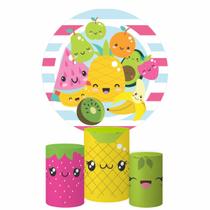 Kit Painel Redondo + Trio Capa Cilindro Frutinhas Kit Painel Redondo + Trio Capa Cilindro Frutinhas