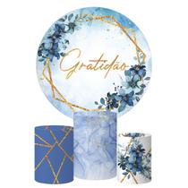 Kit Painel Redondo + Trio Capa Cilindro Gratidão Floral Kit Painel Redondo + Trio Capa Cilindro Gratidão Floral