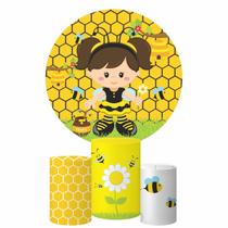 Kit Painel Redondo + Trio Capa Cilindro Menina Abelhinha