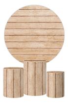 Kit Painel Redondo Trio Capa Cilindro Modelo Madeira Capas em Tecido Kit Painel Redondo Trio Capa Cilindro Modelo Madeira Capas em Tecido