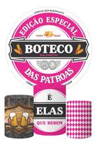 Kit Painel Redondo + Trio Capas Cilindro Festa Boteco Rosa