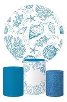 Kit Painel Rendondo + Trio Capa Cilindro Corais Fundo Do Mar Kit Painel Rendondo + Trio Capa Cilindro Corais Fundo Do Mar