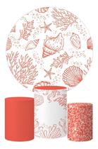 Kit Painel Rendondo + Trio Capa Cilindro Corais Fundo Do Mar Kit Painel Rendondo + Trio Capa Cilindro Corais Fundo Do Mar