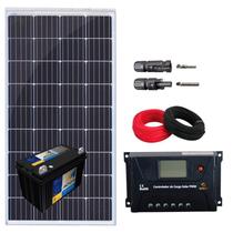 Kit Painel Solar 150W Controlador PWM 20A Bateria Cabos MC4 - SUN21