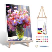 Kit Paint by Number HITIRECOVI Flowers com moldura e cavalete Kit Paint by Number HITIRECOVI Flowers com moldura e cavalete