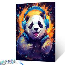 Kit Paint by Number TUMOVO Cute Panda com fone de ouvido 40x50cm