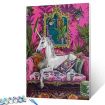 Kit Paint by Numbers Aihonmin White Unicorn Pastel Pastel Purple