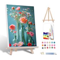 Kit Paint by Numbers HITIRECOVI Flowers com moldura e cavalete Kit Paint by Numbers HITIRECOVI Flowers com moldura e cavalete