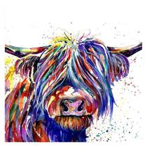 Kit Paint by Numbers HKLIOPU Colorful Cow com moldura 30x30cm Kit Paint by Numbers HKLIOPU Colorful Cow com moldura 30x30cm