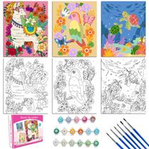 Kit Paint by Numbers Volmop para crianças de 8 a 12 anos com tela e tinta
